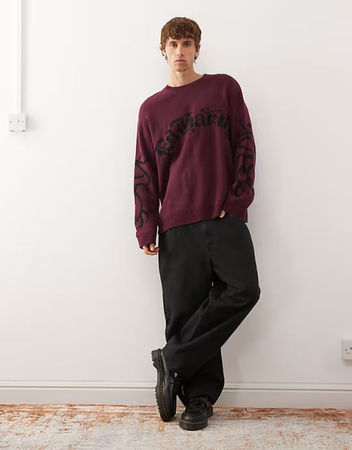 Intarsia Drag And Tattoo Knitted Jumper