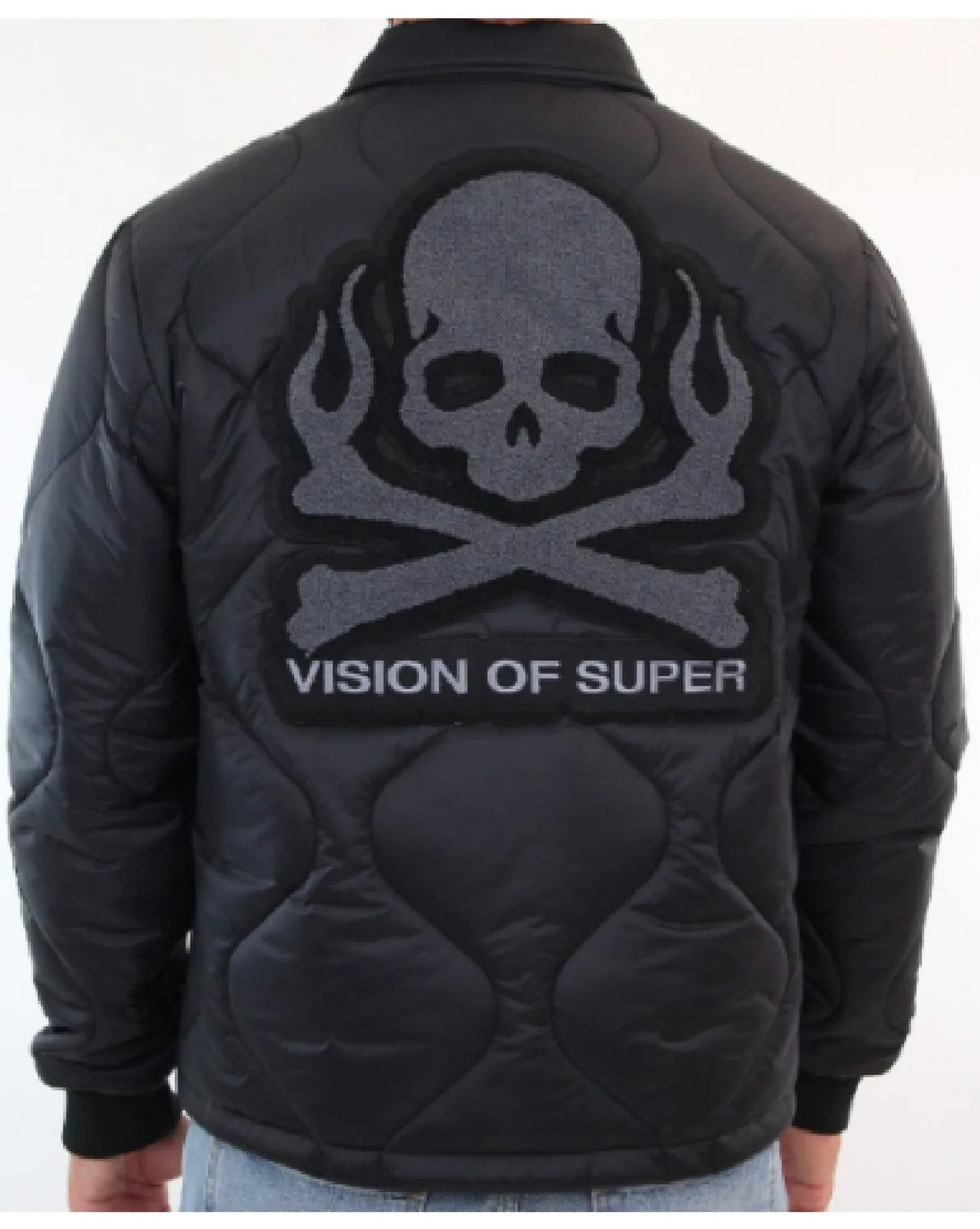 Quilted Jacket con patch teschio