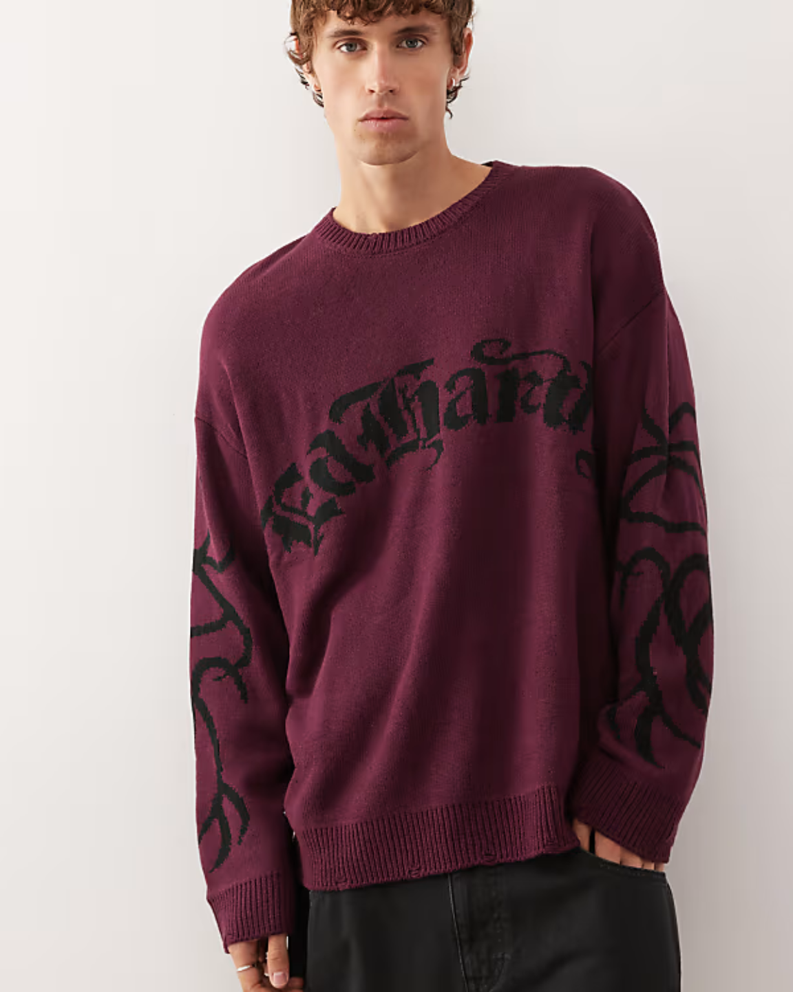 Intarsia Drag And Tattoo Knitted Jumper