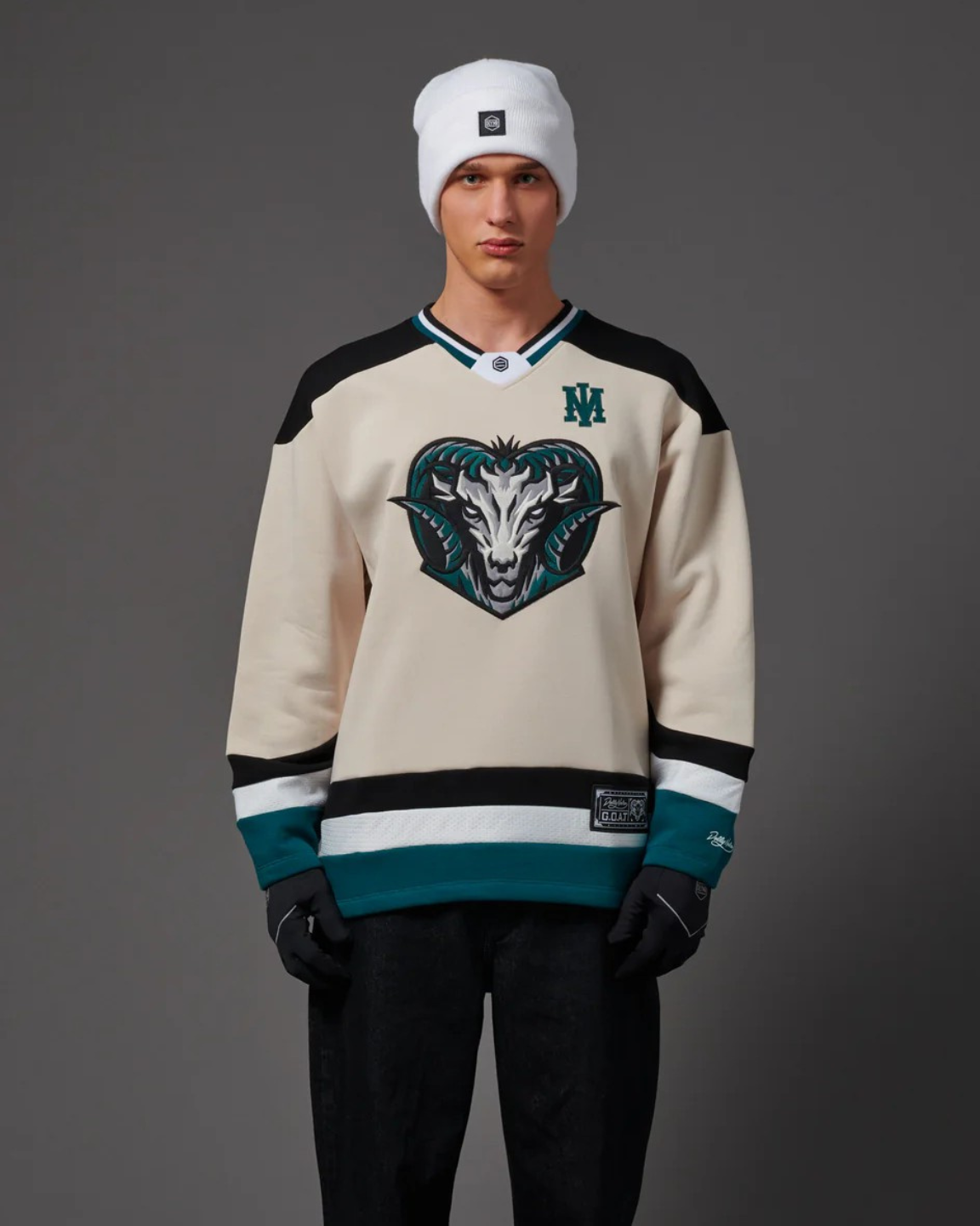 GOAT Hockey Crewneck Beige