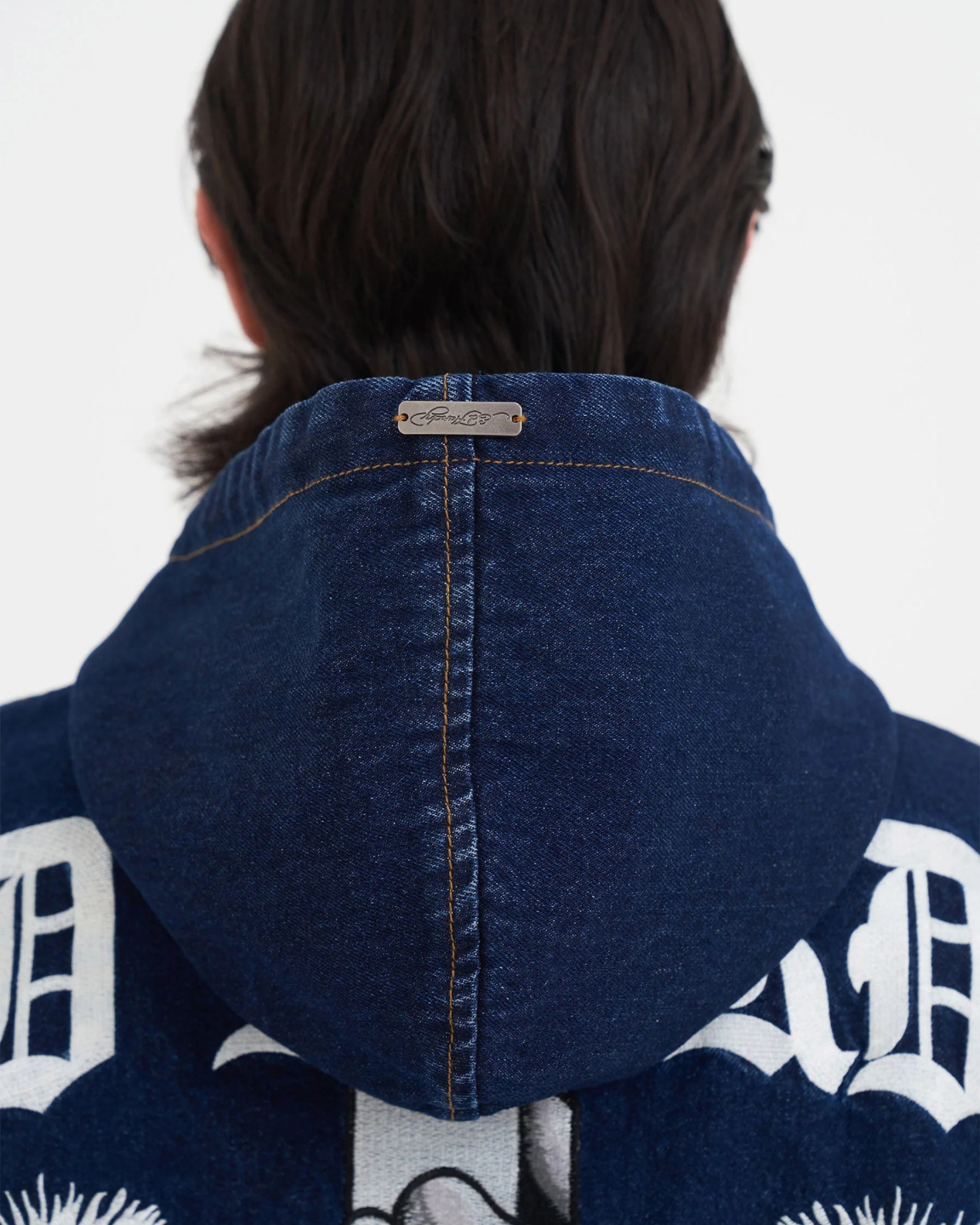 Flaming Cross Denim Zip Thru Hoodie