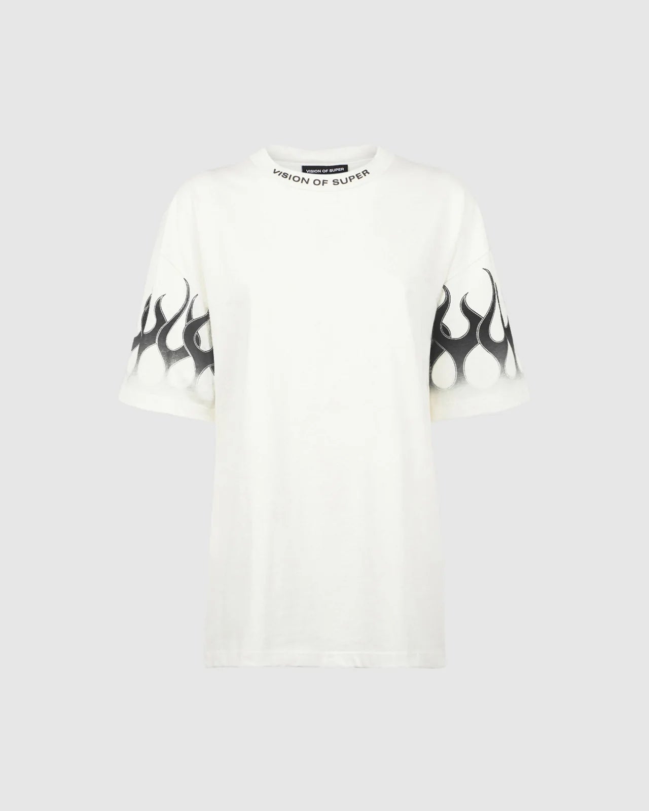 Vision Of Super T-Shirt bianca con fiamme nere