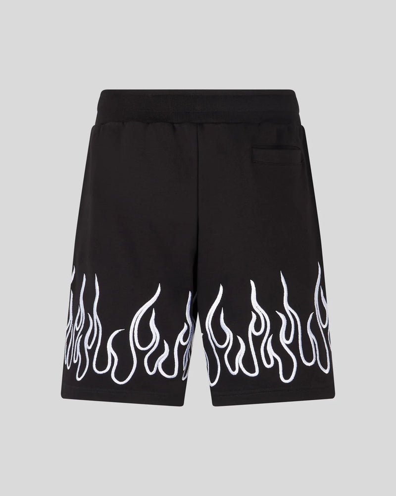 Vision Of Super Pantaloncini corti neri con fiamme ricamate bianche