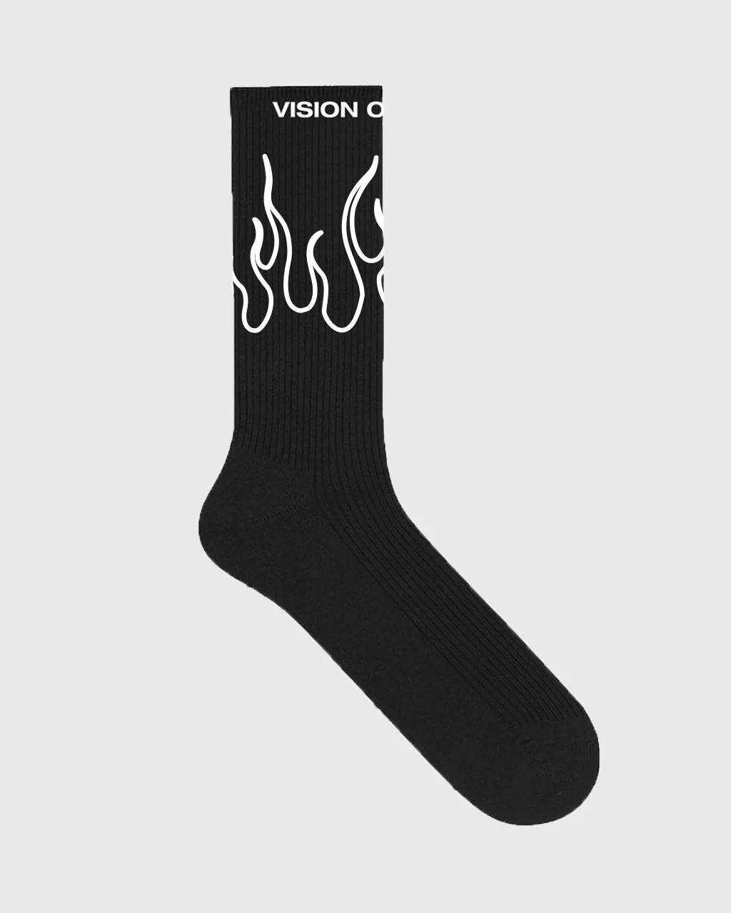 Vision Of Super Calzini neri fiamme linea bianche â Hinky Concept Store